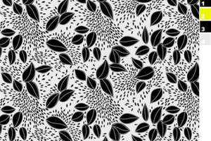 黑白叶影抽象面料印花素材，适用于服装印花设计与数码印制
