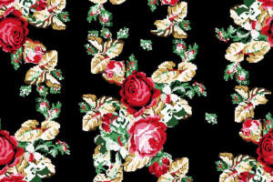 复古玫瑰藤蔓面料印花素材，适用于服装印花设计与数码印染