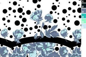 蓝调花卉与黑点泼墨风面料印花素材，适用于服装印花设计