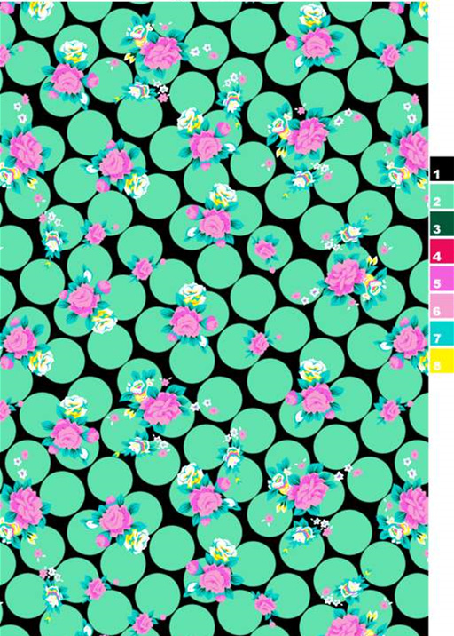 清新花卉波点面料印花素材,适用于女装T恤与连衣裙服装印花设计