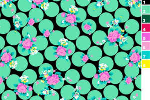 清新花卉波点面料印花素材，适用于女装T恤与连衣裙服装印花设计