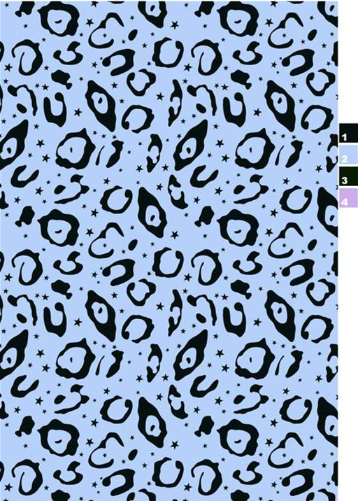 浅蓝底黑豹纹星点面料印花素材,适用于时尚服装印花设计