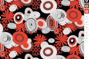 红黑白抽象几何花卉面料印花素材，适用于服装印花设计