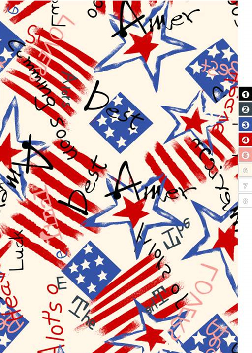 美式爱国风面料印花素材,适用于T恤衬衫等服装印花设计