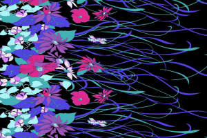 梦幻流线花卉面料印花素材，适用于服装印花设计与数码印染