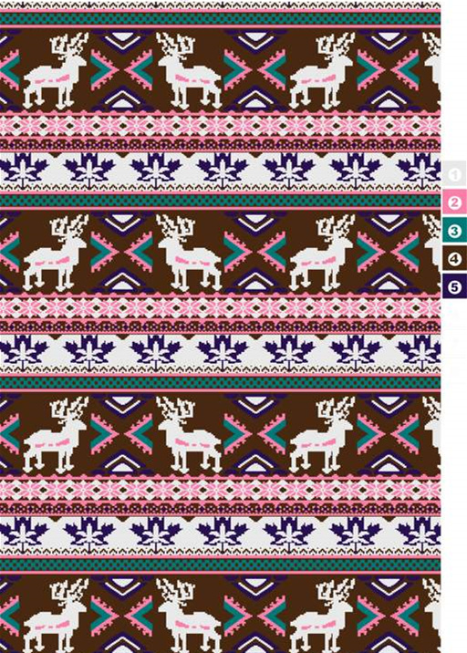 民族风鹿纹几何图案面料印花素材,适用于秋冬服装印花设计