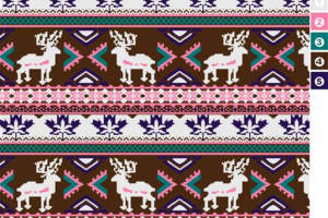 民族风鹿纹几何图案面料印花素材，适用于秋冬服装印花设计