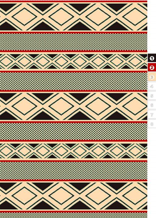 复古几何条纹面料印花素材,适用于服装印花设计与民族风服饰开发