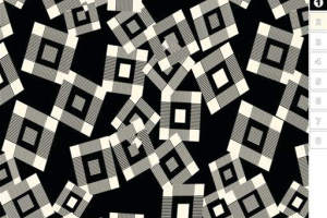 黑白几何方格面料印花素材，适用于服装印花设计的现代抽象图案
