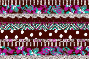 复古波点与花卉拼接面料印花素材，适用于服装印花设计