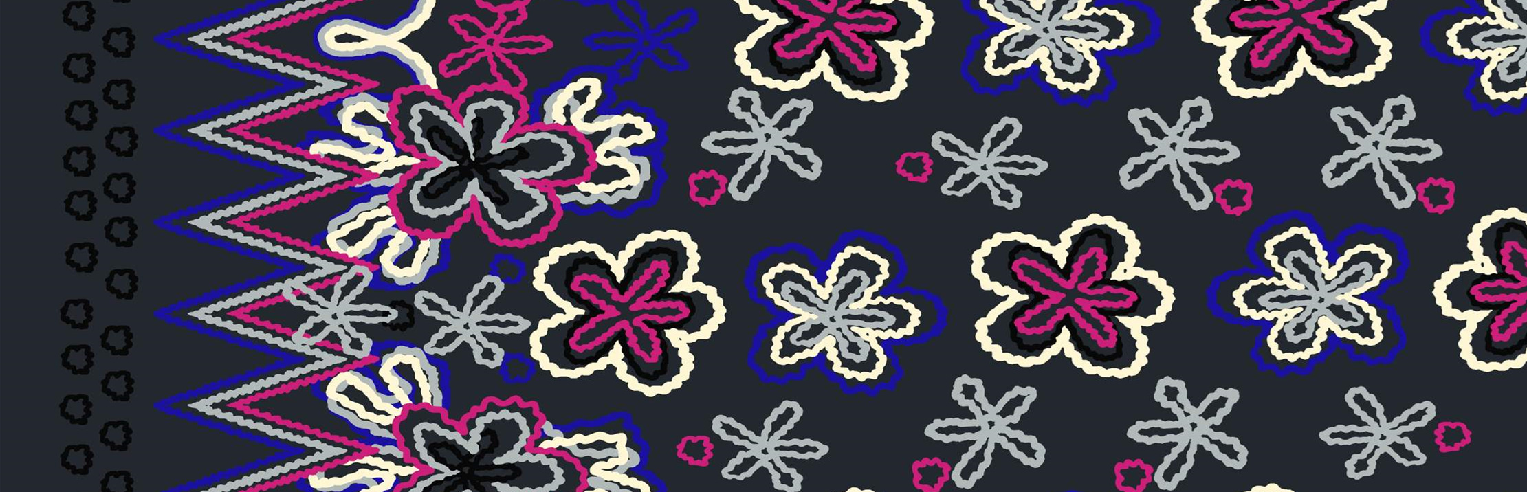 抽象花卉线条风面料印花素材,适用于服装印花设计与数码印染