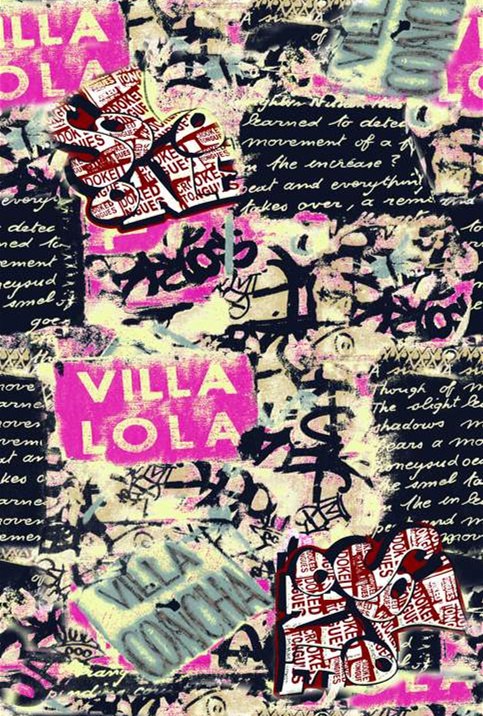 复古涂鸦风面料印花素材,适用于街头潮牌服装印花设计