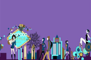 都市时尚插画风面料印花素材，适用于服装印花设计与潮流服饰开发