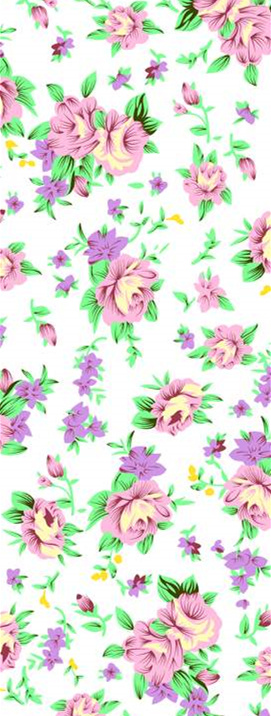 柔美粉紫花卉面料印花素材,适用于女装衬衫与连衣裙服装印花设计