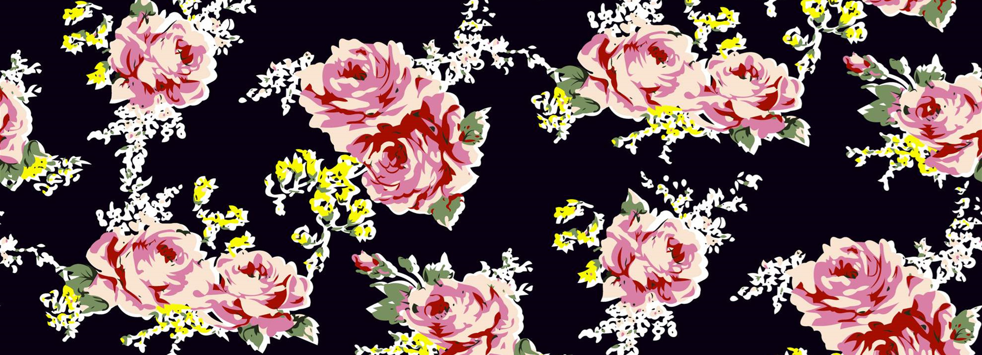 复古玫瑰花卉面料印花素材,适用于服装印花设计与数码印染
