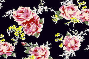 复古玫瑰花卉面料印花素材，适用于服装印花设计与数码印染