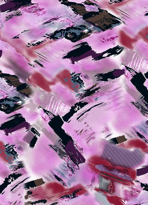 抽象动感粉色系面料印花素材,适用于时尚服装印花设计