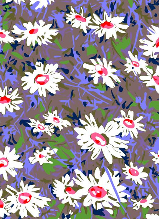 清新雏菊面料印花素材,适用于春夏服装印花设计