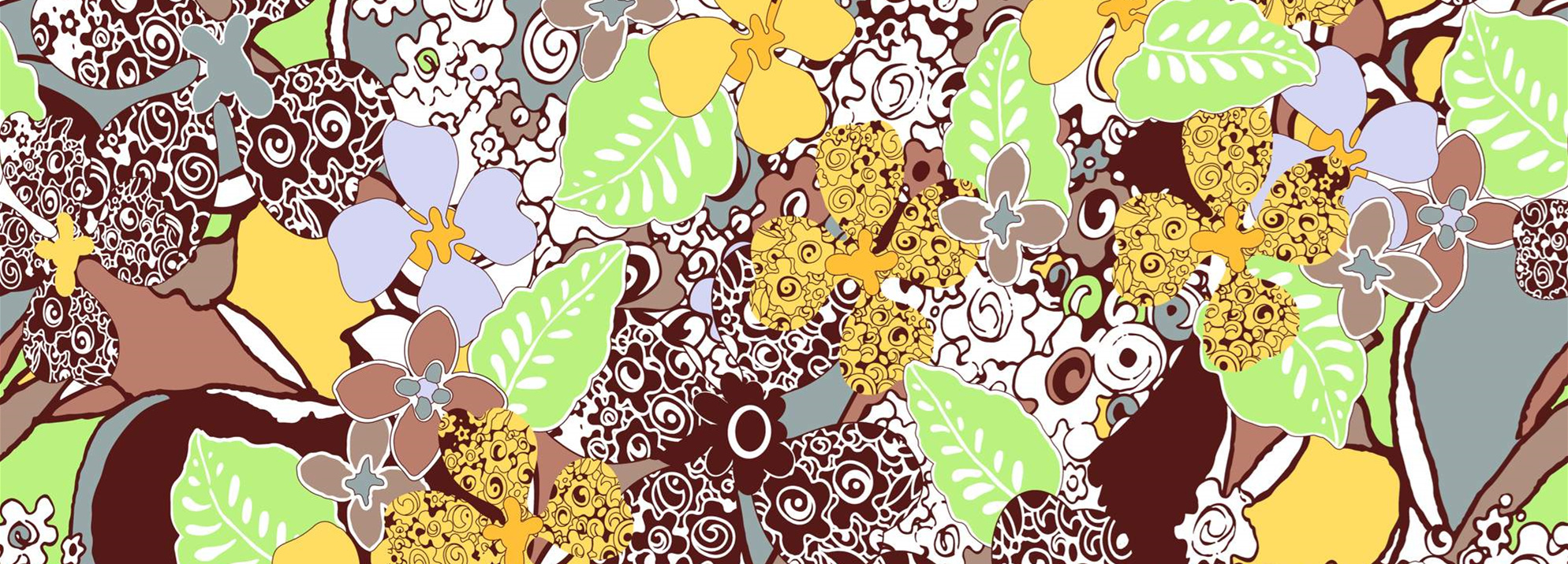 复古手绘风花卉面料印花素材,适用于春夏服装印花设计