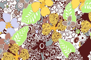 复古手绘风花卉面料印花素材，适用于春夏服装印花设计