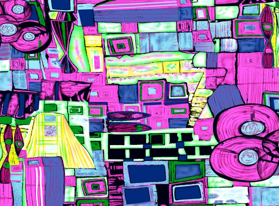 高饱和抽象几何风面料印花素材,适用于潮流服装印花设计