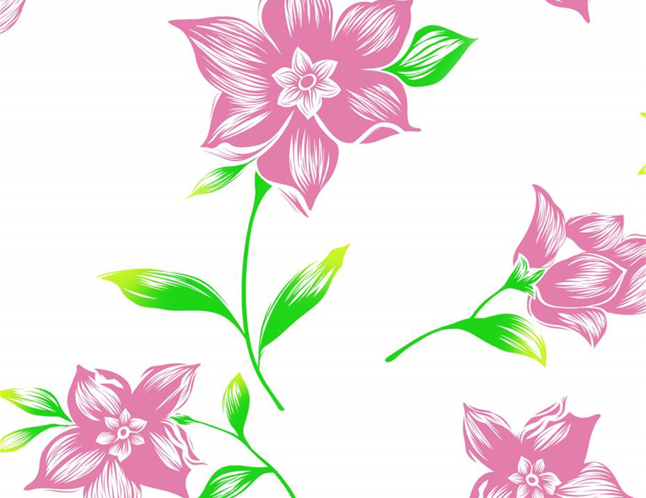 清新粉绿花卉面料印花素材,适用于春夏服装印花设计