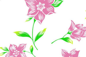 清新粉绿花卉面料印花素材，适用于春夏服装印花设计