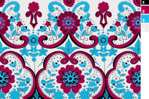 复古花卉对称纹样面料印花素材，适用于服装印花设计