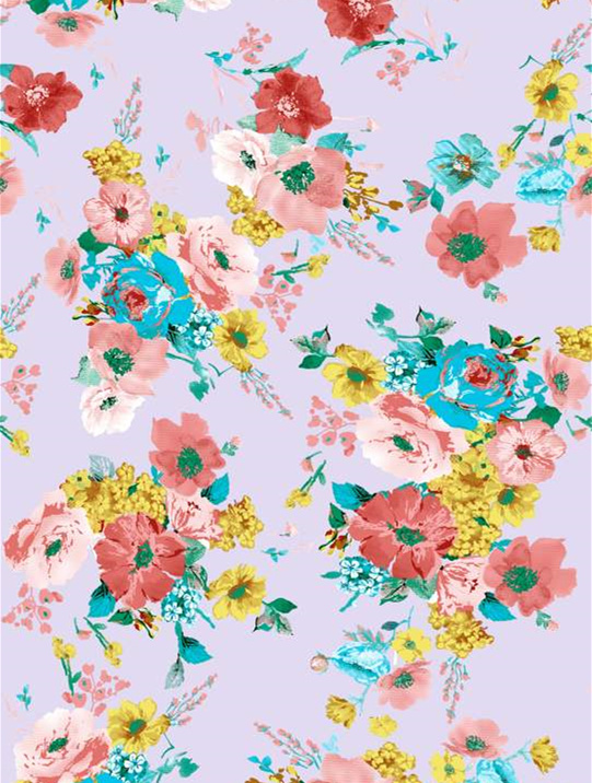 清新水彩风花卉面料印花素材,适用于春夏服装印花设计