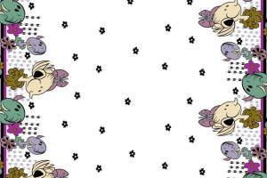 复古卡通风格面料印花素材，适用于服装印花设计与童趣服饰开发