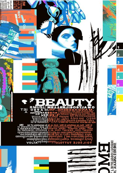 抽象拼贴风面料印花素材,适用于潮流服装印花设计