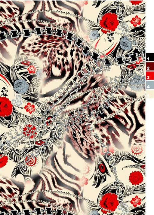 复古混搭风面料印花素材,适用于服装印花设计的高辨识度花型图