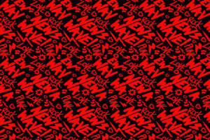 红黑撞色潮流文字印花面料，适用于T恤卫衣等服装印花素材