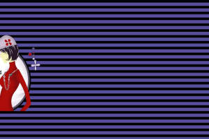 紫黑条纹背景搭配复古女郎插画的服装印花素材图