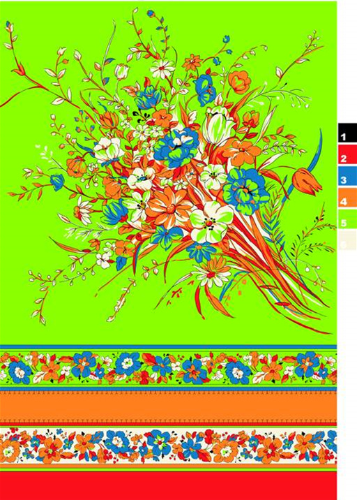 鲜亮花卉束纹面料印花素材,适用于春夏服装印花设计