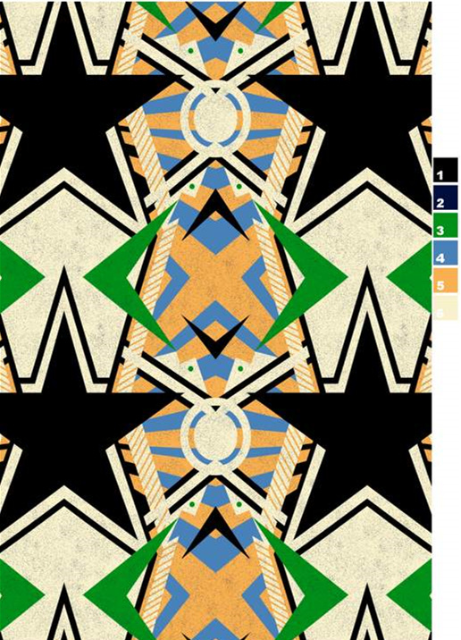 几何对称风面料印花素材,适用于服装印花设计的高辨识度花型