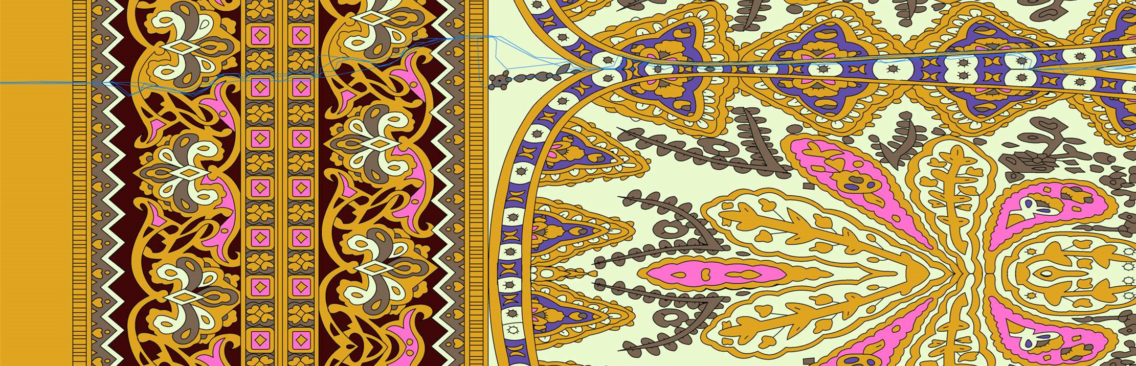 复古波斯风面料印花素材,适用于服装印花设计的高精度花型图