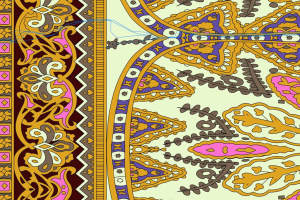 复古波斯风面料印花素材，适用于服装印花设计的高精度花型图