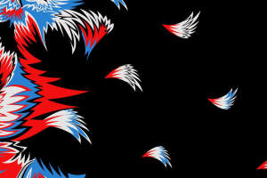 红蓝白羽翼风暴面料印花素材，适用于运动潮牌服装印花设计