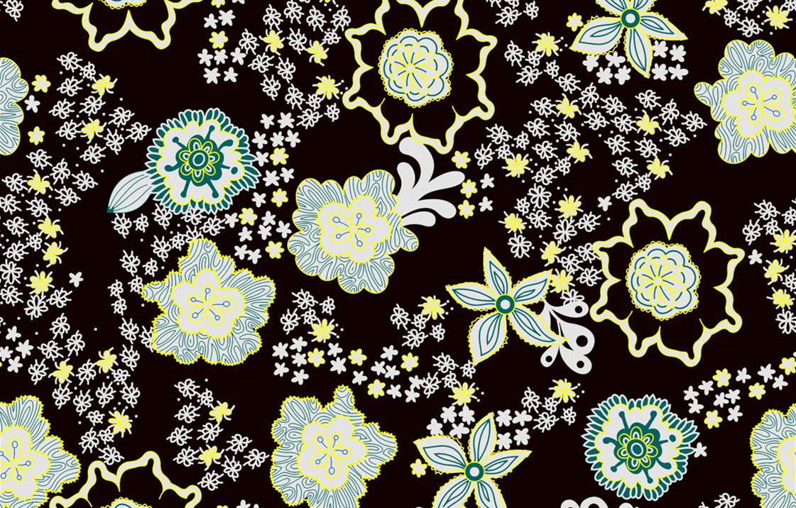 复古手绘风花卉面料印花素材,适用于春夏服装印花设计