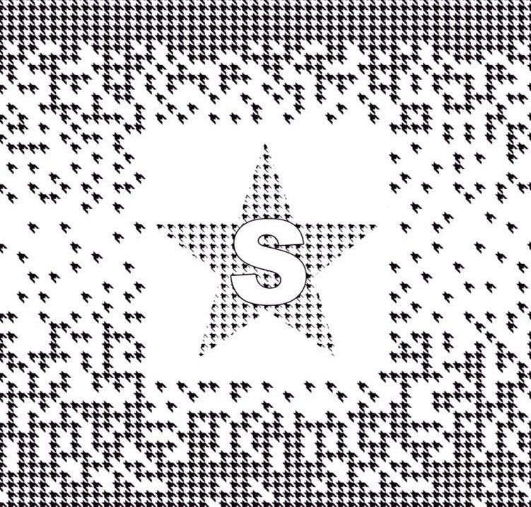 经典千鸟格星形字母S面料印花素材,适用于服装印花设计