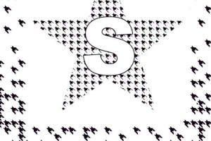 经典千鸟格星形字母S面料印花素材，适用于服装印花设计