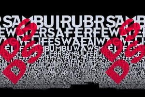 抽象字母与心形融合的服装印花素材，适用于潮流T恤与创意面料印花设计