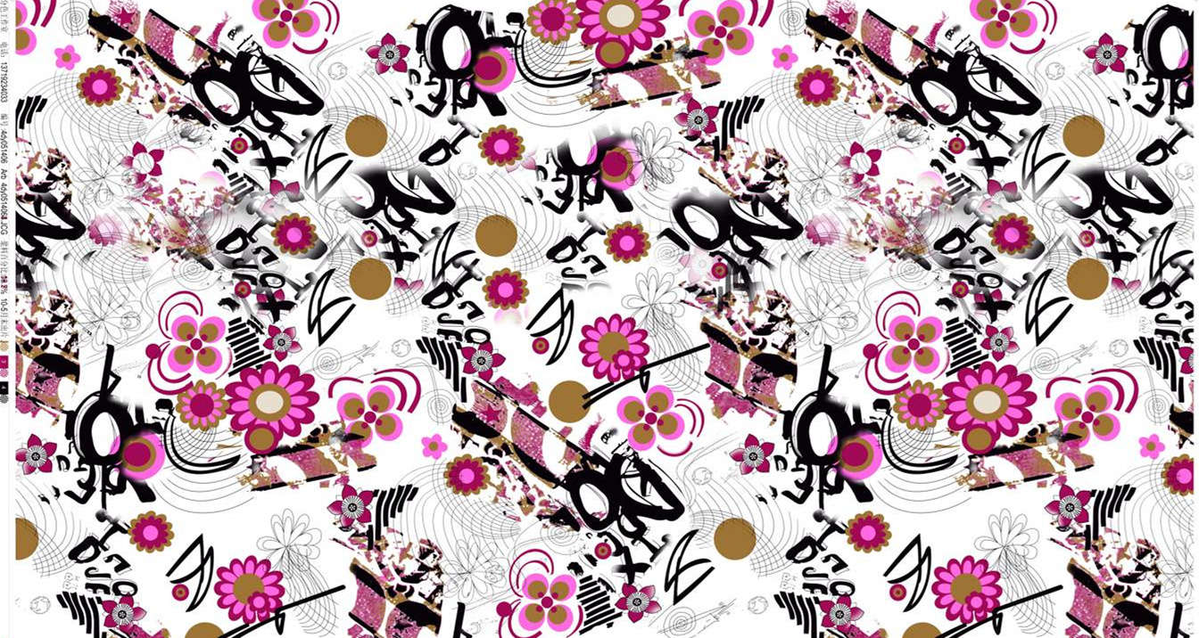 复古潮流花卉抽象混搭面料印花素材,适用于服装印花设计