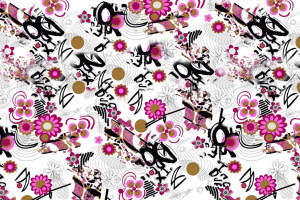 复古潮流花卉抽象混搭面料印花素材，适用于服装印花设计