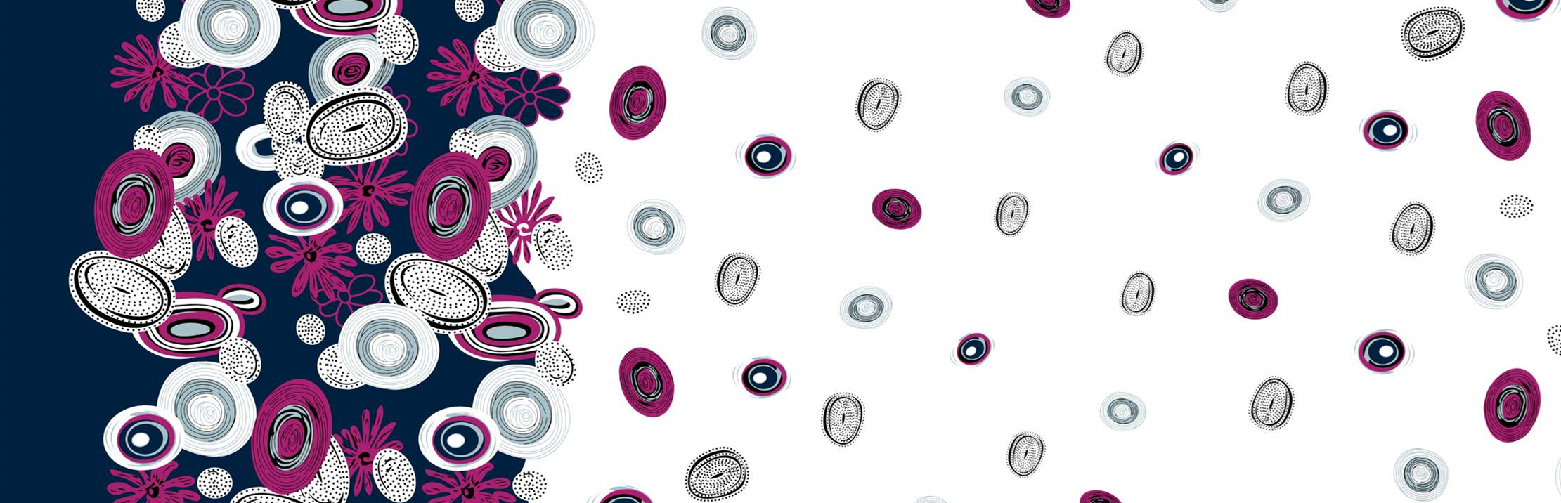 抽象几何花卉面料印花素材,适用于服装印花设计与数码印染