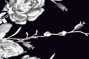 黑白水墨风花卉面料印花素材，适用于高端服装印花设计