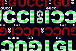 高对比度字母波点面料印花素材，适用于潮流服装印花设计