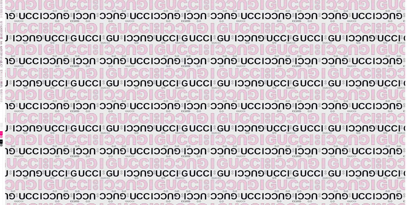 GUCCI字母重复排列面料印花素材,适用于服装印花设计