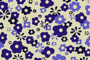 复古紫蓝花卉面料印花素材，适用于服装印花设计与数码印染